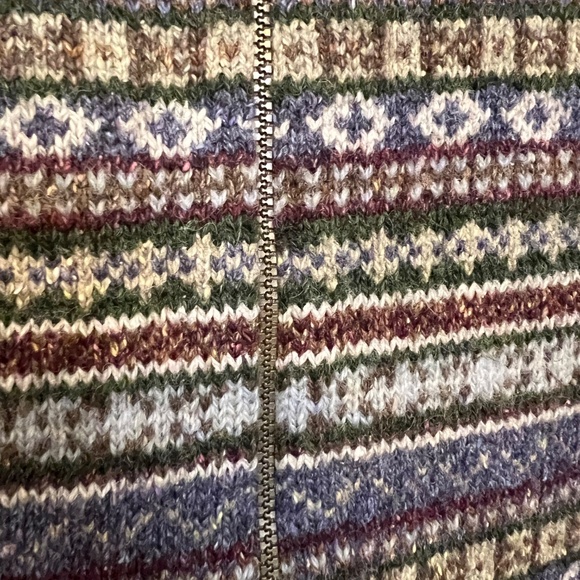 Vintage L.L. Bean Sweater Womens Large Nordic Wool Silk Fair Isle Zip Cardigan - Picture 11 of 16